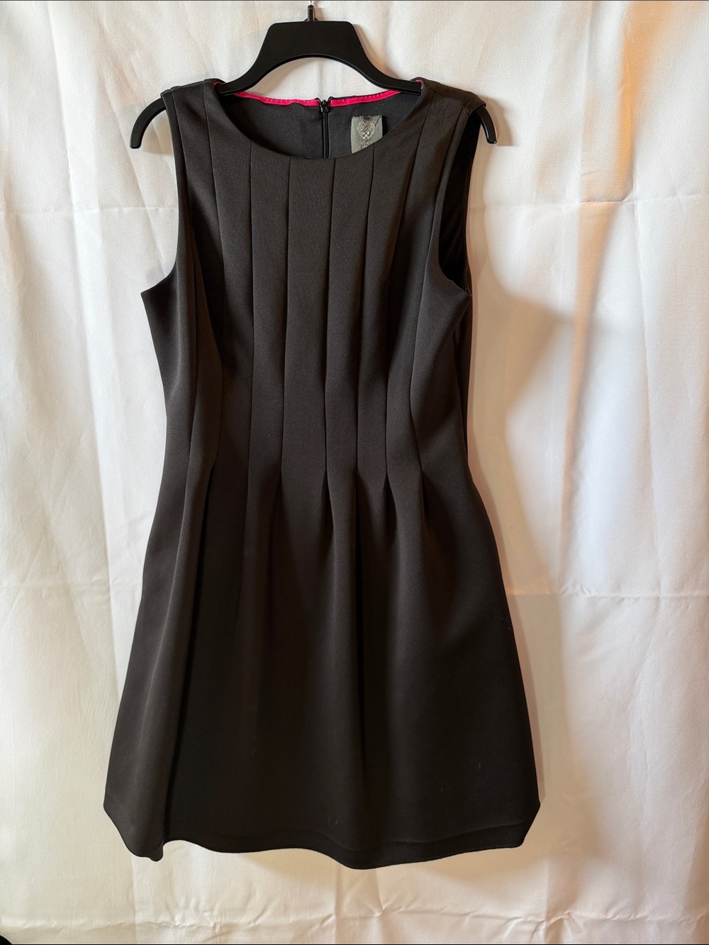 Vince Camuto Black Pleated Sleeveless Sheath Dress Blazer